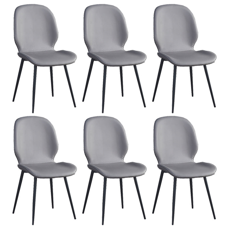 Home Scandinavian Side Chair Solid Back Upholstered Metal Dining Room Chair Dark Gray 6 Piece Set Black Clearhalo ' kitchen&dining_furn' 'Dining Chairs' 'Dining Tables & Seating' 'dining_chair' 'furn' 'furn_dining_chair' 'Furniture' 'furniture_dining_chair' 'Kitchen & Dining Furniture' 'kitchen' 3825840