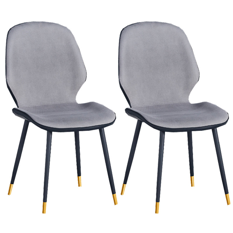 Home Scandinavian Side Chair Solid Back Upholstered Metal Dining Room Chair Grey 2 Piece Set Brass Gold Clearhalo ' kitchen&dining_furn' 'Dining Chairs' 'Dining Tables & Seating' 'dining_chair' 'furn' 'furn_dining_chair' 'Furniture' 'furniture_dining_chair' 'Kitchen & Dining Furniture' 'kitchen' 3825841