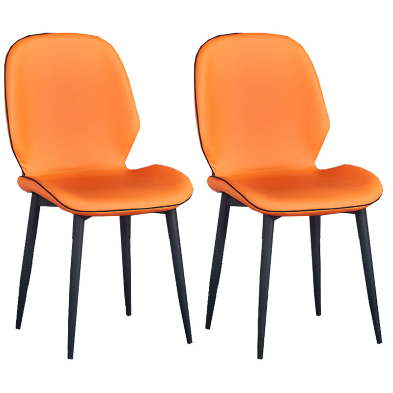 Home Scandinavian Side Chair Solid Back Upholstered Metal Dining Room Chair Orange 2 Piece Set Black Clearhalo ' kitchen&dining_furn' 'Dining Chairs' 'Dining Tables & Seating' 'dining_chair' 'furn' 'furn_dining_chair' 'Furniture' 'furniture_dining_chair' 'Kitchen & Dining Furniture' 'kitchen' 3825844