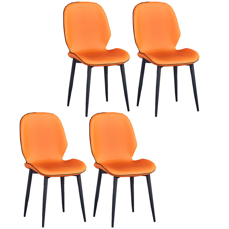 Home Scandinavian Side Chair Solid Back Upholstered Metal Dining Room Chair Orange 4 Piece Set Black Clearhalo ' kitchen&dining_furn' 'Dining Chairs' 'Dining Tables & Seating' 'dining_chair' 'furn' 'furn_dining_chair' 'Furniture' 'furniture_dining_chair' 'Kitchen & Dining Furniture' 'kitchen' 3825845