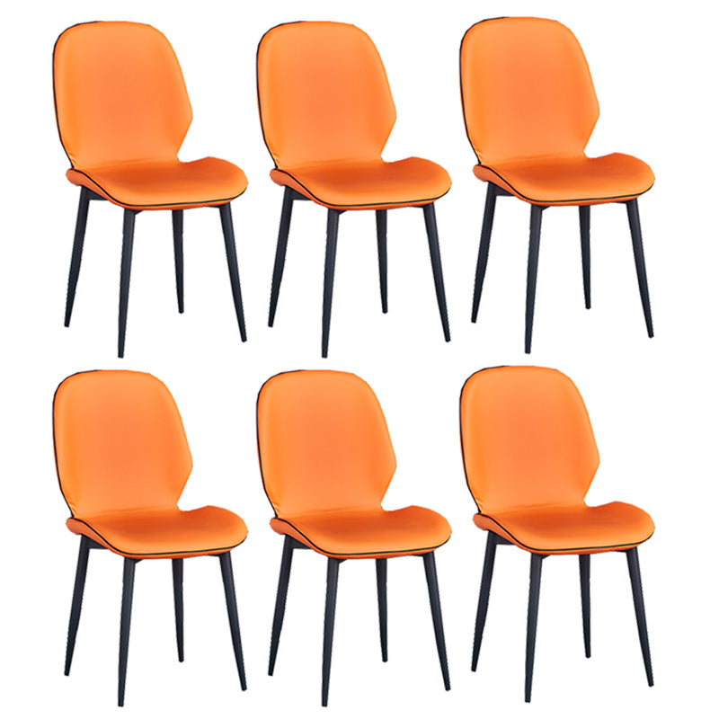Home Scandinavian Side Chair Solid Back Upholstered Metal Dining Room Chair Orange 6 Piece Set Black Clearhalo ' kitchen&dining_furn' 'Dining Chairs' 'Dining Tables & Seating' 'dining_chair' 'furn' 'furn_dining_chair' 'Furniture' 'furniture_dining_chair' 'Kitchen & Dining Furniture' 'kitchen' 3825846