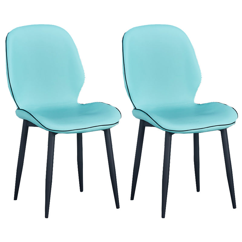 Home Scandinavian Side Chair Solid Back Upholstered Metal Dining Room Chair Sky Blue 2 Piece Set Black Clearhalo ' kitchen&dining_furn' 'Dining Chairs' 'Dining Tables & Seating' 'dining_chair' 'furn' 'furn_dining_chair' 'Furniture' 'furniture_dining_chair' 'Kitchen & Dining Furniture' 'kitchen' 3825847