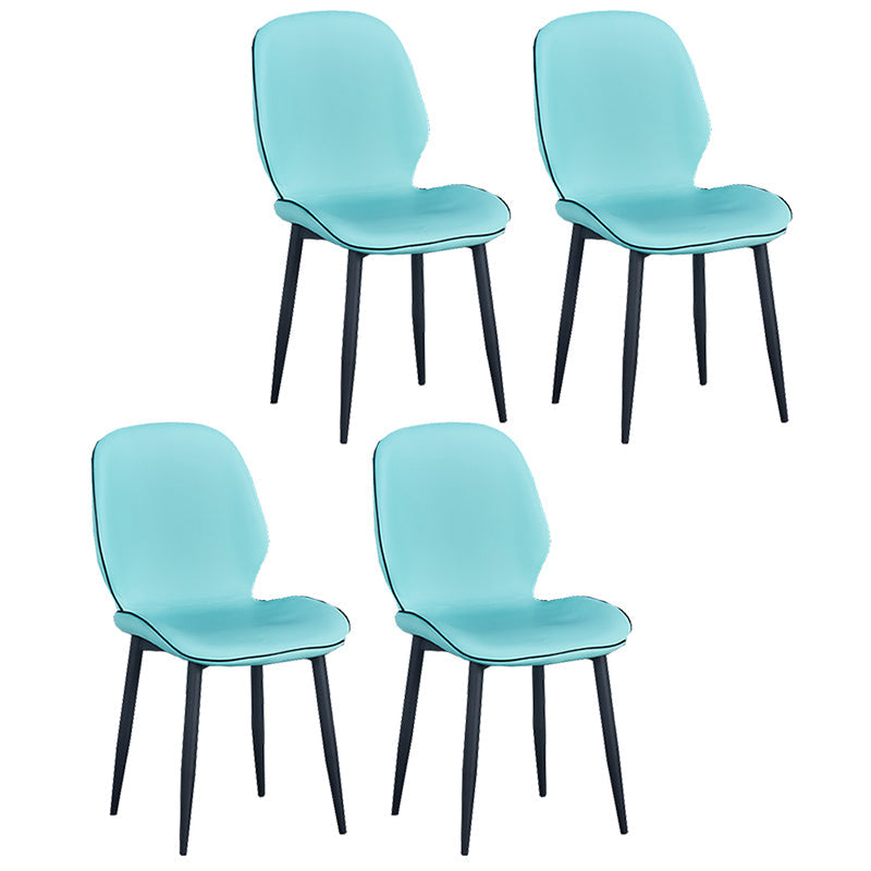 Home Scandinavian Side Chair Solid Back Upholstered Metal Dining Room Chair Sky Blue 4 Piece Set Black Clearhalo ' kitchen&dining_furn' 'Dining Chairs' 'Dining Tables & Seating' 'dining_chair' 'furn' 'furn_dining_chair' 'Furniture' 'furniture_dining_chair' 'Kitchen & Dining Furniture' 'kitchen' 3825848