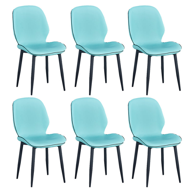 Home Scandinavian Side Chair Solid Back Upholstered Metal Dining Room Chair Sky Blue 6 Piece Set Black Clearhalo ' kitchen&dining_furn' 'Dining Chairs' 'Dining Tables & Seating' 'dining_chair' 'furn' 'furn_dining_chair' 'Furniture' 'furniture_dining_chair' 'Kitchen & Dining Furniture' 'kitchen' 3825849