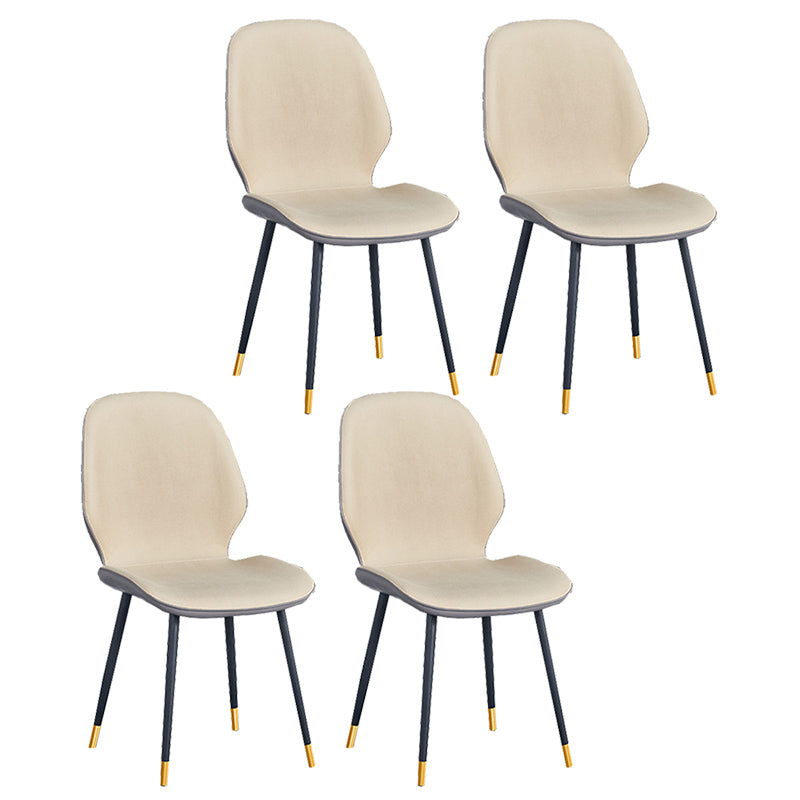Home Scandinavian Side Chair Solid Back Upholstered Metal Dining Room Chair Off-White 4 Piece Set Brass Gold Clearhalo ' kitchen&dining_furn' 'Dining Chairs' 'Dining Tables & Seating' 'dining_chair' 'furn' 'furn_dining_chair' 'Furniture' 'furniture_dining_chair' 'Kitchen & Dining Furniture' 'kitchen' 3825851