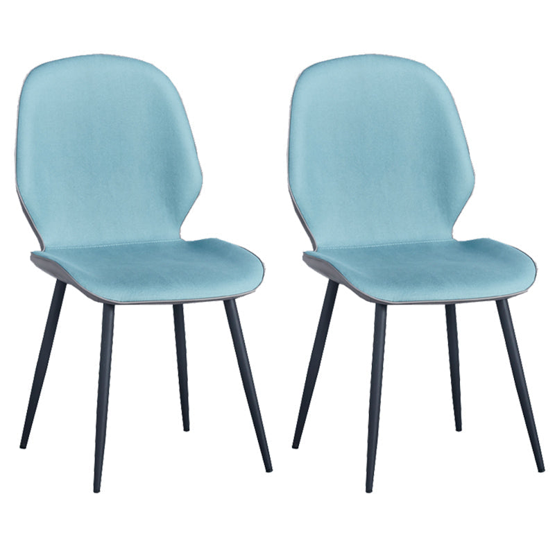 Home Scandinavian Side Chair Solid Back Upholstered Metal Dining Room Chair Blue 2 Piece Set Black Clearhalo ' kitchen&dining_furn' 'Dining Chairs' 'Dining Tables & Seating' 'dining_chair' 'furn' 'furn_dining_chair' 'Furniture' 'furniture_dining_chair' 'Kitchen & Dining Furniture' 'kitchen' 3825853