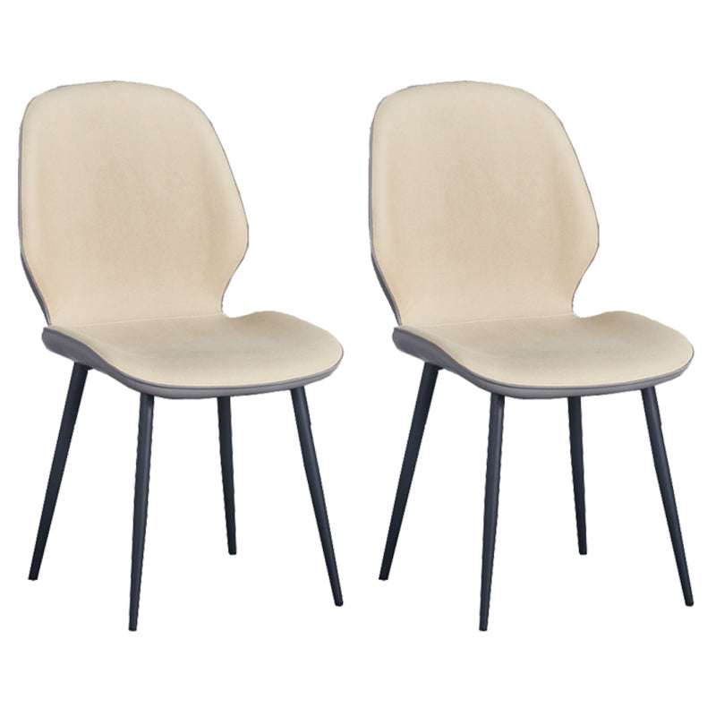 Home Scandinavian Side Chair Solid Back Upholstered Metal Dining Room Chair Off-White 2 Piece Set Black Clearhalo ' kitchen&dining_furn' 'Dining Chairs' 'Dining Tables & Seating' 'dining_chair' 'furn' 'furn_dining_chair' 'Furniture' 'furniture_dining_chair' 'Kitchen & Dining Furniture' 'kitchen' 3825856
