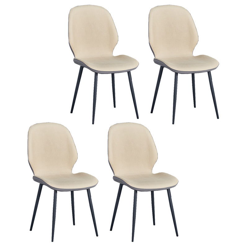 Home Scandinavian Side Chair Solid Back Upholstered Metal Dining Room Chair Off-White 4 Piece Set Black Clearhalo ' kitchen&dining_furn' 'Dining Chairs' 'Dining Tables & Seating' 'dining_chair' 'furn' 'furn_dining_chair' 'Furniture' 'furniture_dining_chair' 'Kitchen & Dining Furniture' 'kitchen' 3825857