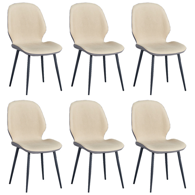 Home Scandinavian Side Chair Solid Back Upholstered Metal Dining Room Chair Off-White 6 Piece Set Black Clearhalo ' kitchen&dining_furn' 'Dining Chairs' 'Dining Tables & Seating' 'dining_chair' 'furn' 'furn_dining_chair' 'Furniture' 'furniture_dining_chair' 'Kitchen & Dining Furniture' 'kitchen' 3825858