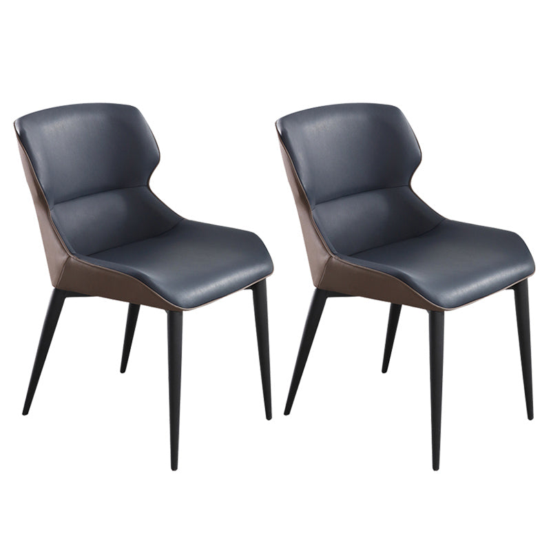 Contemporary Metal Dining Room Chairs Wingback Side Armchair for Home Use Dark Blue 2 Piece Set Clearhalo ' kitchen&dining_furn' 'Dining Chairs' 'Dining Tables & Seating' 'dining_chair' 'furn' 'furn_dining_chair' 'Furniture' 'furniture_dining_chair' 'Kitchen & Dining Furniture' 'kitchen' 3825863