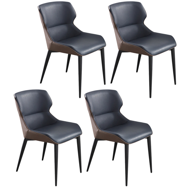 Contemporary Metal Dining Room Chairs Wingback Side Armchair for Home Use Dark Blue 4 Piece Set Clearhalo ' kitchen&dining_furn' 'Dining Chairs' 'Dining Tables & Seating' 'dining_chair' 'furn' 'furn_dining_chair' 'Furniture' 'furniture_dining_chair' 'Kitchen & Dining Furniture' 'kitchen' 3825864