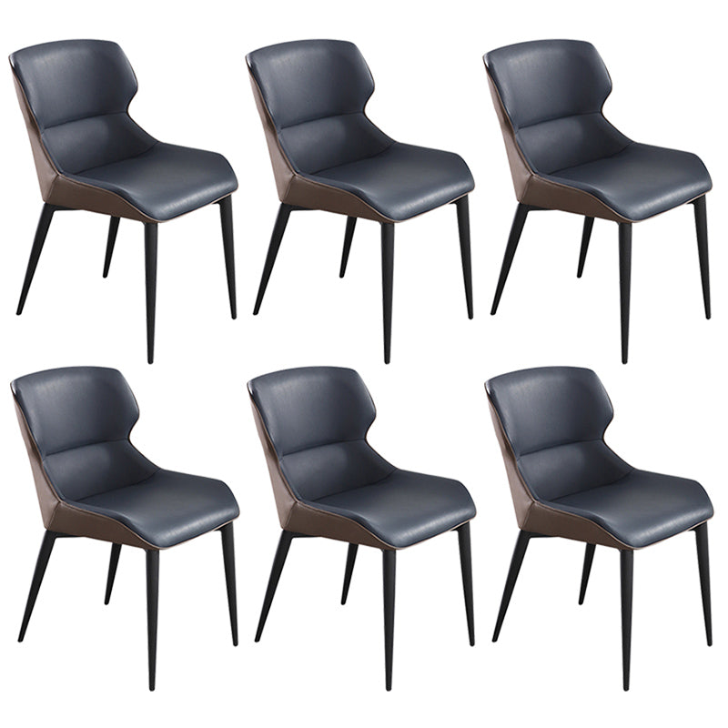 Contemporary Metal Dining Room Chairs Wingback Side Armchair for Home Use Dark Blue 6 Piece Set Clearhalo ' kitchen&dining_furn' 'Dining Chairs' 'Dining Tables & Seating' 'dining_chair' 'furn' 'furn_dining_chair' 'Furniture' 'furniture_dining_chair' 'Kitchen & Dining Furniture' 'kitchen' 3825867
