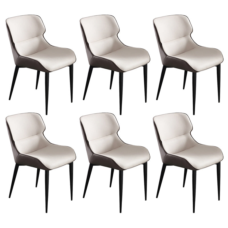 Contemporary Metal Dining Room Chairs Wingback Side Armchair for Home Use Gray-White 6 Piece Set Clearhalo ' kitchen&dining_furn' 'Dining Chairs' 'Dining Tables & Seating' 'dining_chair' 'furn' 'furn_dining_chair' 'Furniture' 'furniture_dining_chair' 'Kitchen & Dining Furniture' 'kitchen' 3825872