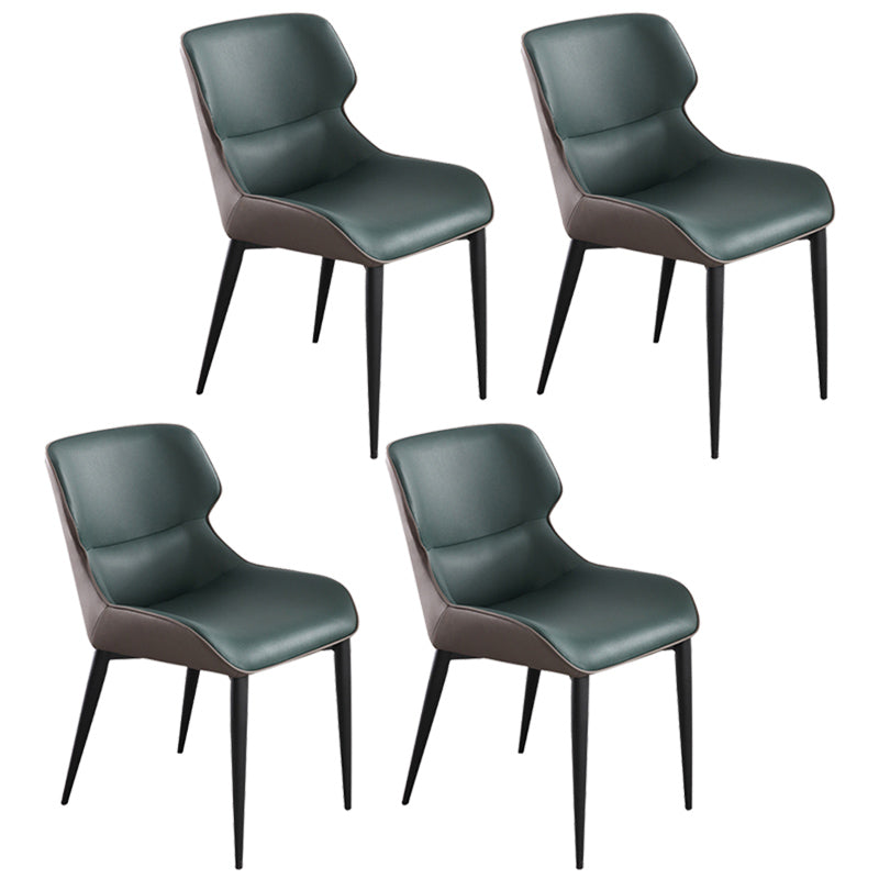 Contemporary Metal Dining Room Chairs Wingback Side Armchair for Home Use Blackish Green 4 Piece Set Clearhalo ' kitchen&dining_furn' 'Dining Chairs' 'Dining Tables & Seating' 'dining_chair' 'furn' 'furn_dining_chair' 'Furniture' 'furniture_dining_chair' 'Kitchen & Dining Furniture' 'kitchen' 3825877
