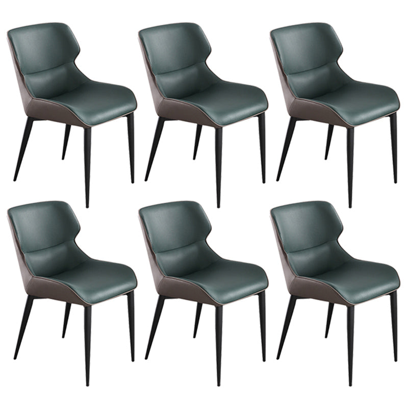 Contemporary Metal Dining Room Chairs Wingback Side Armchair for Home Use Blackish Green 6 Piece Set Clearhalo ' kitchen&dining_furn' 'Dining Chairs' 'Dining Tables & Seating' 'dining_chair' 'furn' 'furn_dining_chair' 'Furniture' 'furniture_dining_chair' 'Kitchen & Dining Furniture' 'kitchen' 3825878
