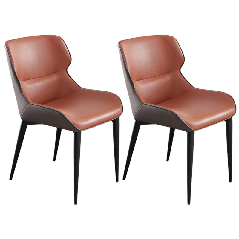 Contemporary Metal Dining Room Chairs Wingback Side Armchair for Home Use Orange 2 Piece Set Clearhalo ' kitchen&dining_furn' 'Dining Chairs' 'Dining Tables & Seating' 'dining_chair' 'furn' 'furn_dining_chair' 'Furniture' 'furniture_dining_chair' 'Kitchen & Dining Furniture' 'kitchen' 3825881