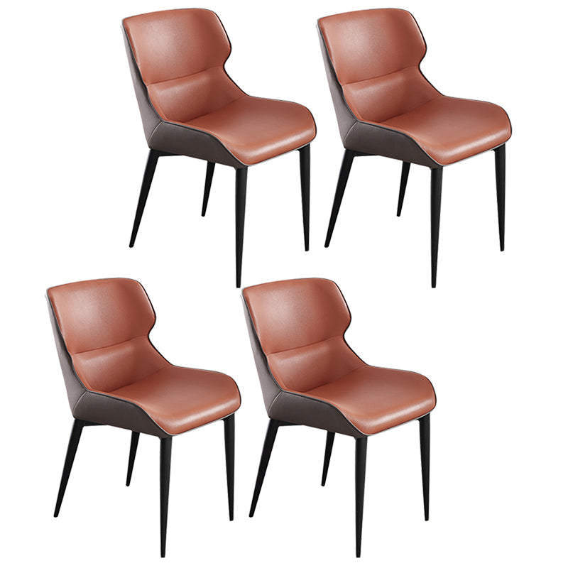 Contemporary Metal Dining Room Chairs Wingback Side Armchair for Home Use Orange 4 Piece Set Clearhalo ' kitchen&dining_furn' 'Dining Chairs' 'Dining Tables & Seating' 'dining_chair' 'furn' 'furn_dining_chair' 'Furniture' 'furniture_dining_chair' 'Kitchen & Dining Furniture' 'kitchen' 3825882