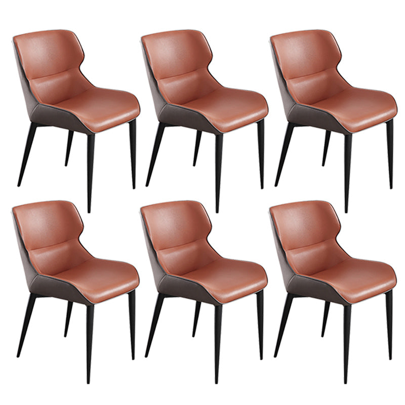 Contemporary Metal Dining Room Chairs Wingback Side Armchair for Home Use Orange 6 Piece Set Clearhalo ' kitchen&dining_furn' 'Dining Chairs' 'Dining Tables & Seating' 'dining_chair' 'furn' 'furn_dining_chair' 'Furniture' 'furniture_dining_chair' 'Kitchen & Dining Furniture' 'kitchen' 3825884