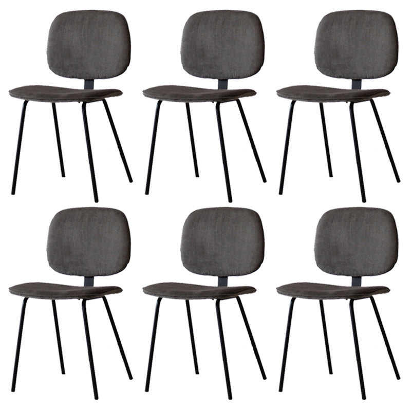Home Scandinavian Side Chair Open Back Upholstered Metal Dining Room Chair Dark Gray-Black 6 Piece Set Clearhalo ' kitchen&dining_furn' 'Dining Chairs' 'Dining Tables & Seating' 'dining_chair' 'furn' 'furn_dining_chair' 'Furniture' 'furniture_dining_chair' 'Kitchen & Dining Furniture' 'kitchen' 3825946