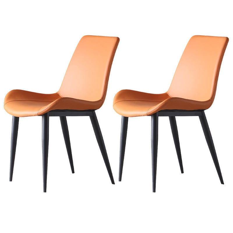 Leather Contemporary Restaurant Side Chair Parsons Matte Finish Dining Chair Orange 2 Piece Set Clearhalo ' kitchen&dining_furn' 'Dining Chairs' 'Dining Tables & Seating' 'dining_chair' 'furn' 'furn_dining_chair' 'Furniture' 'furniture_dining_chair' 'Kitchen & Dining Furniture' 'kitchen' 3825968