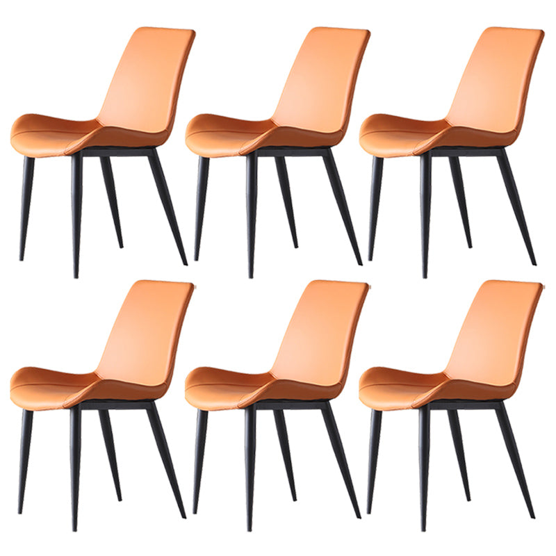 Leather Contemporary Restaurant Side Chair Parsons Matte Finish Dining Chair Orange 6 Piece Set Clearhalo ' kitchen&dining_furn' 'Dining Chairs' 'Dining Tables & Seating' 'dining_chair' 'furn' 'furn_dining_chair' 'Furniture' 'furniture_dining_chair' 'Kitchen & Dining Furniture' 'kitchen' 3825972