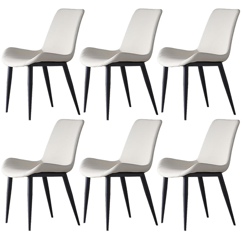Leather Contemporary Restaurant Side Chair Parsons Matte Finish Dining Chair White 6 Piece Set Clearhalo ' kitchen&dining_furn' 'Dining Chairs' 'Dining Tables & Seating' 'dining_chair' 'furn' 'furn_dining_chair' 'Furniture' 'furniture_dining_chair' 'Kitchen & Dining Furniture' 'kitchen' 3825981