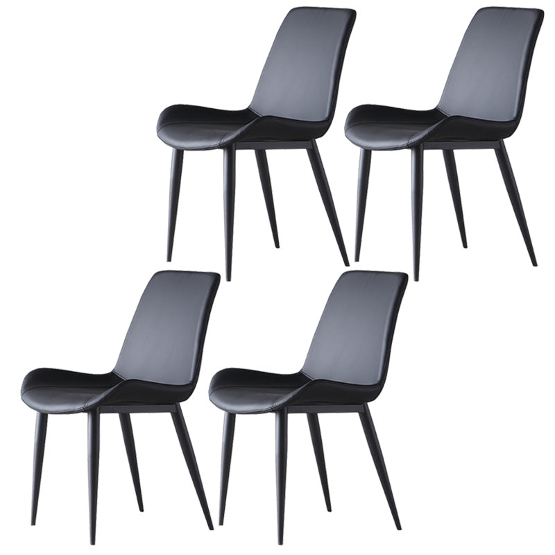 Leather Contemporary Restaurant Side Chair Parsons Matte Finish Dining Chair Black 4 Piece Set Clearhalo ' kitchen&dining_furn' 'Dining Chairs' 'Dining Tables & Seating' 'dining_chair' 'furn' 'furn_dining_chair' 'Furniture' 'furniture_dining_chair' 'Kitchen & Dining Furniture' 'kitchen' 3825983