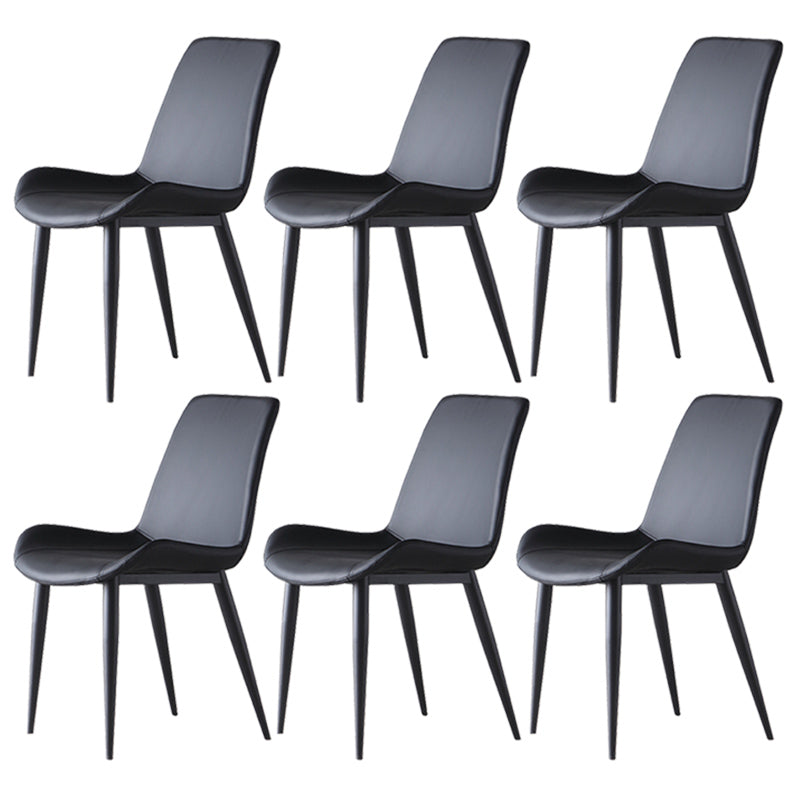 Leather Contemporary Restaurant Side Chair Parsons Matte Finish Dining Chair Black 6 Piece Set Clearhalo ' kitchen&dining_furn' 'Dining Chairs' 'Dining Tables & Seating' 'dining_chair' 'furn' 'furn_dining_chair' 'Furniture' 'furniture_dining_chair' 'Kitchen & Dining Furniture' 'kitchen' 3825984