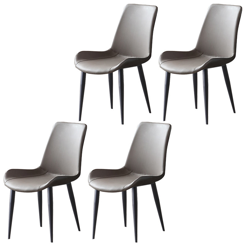 Leather Contemporary Restaurant Side Chair Parsons Matte Finish Dining Chair Grey 4 Piece Set Clearhalo ' kitchen&dining_furn' 'Dining Chairs' 'Dining Tables & Seating' 'dining_chair' 'furn' 'furn_dining_chair' 'Furniture' 'furniture_dining_chair' 'Kitchen & Dining Furniture' 'kitchen' 3825989