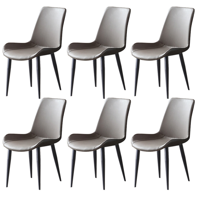 Leather Contemporary Restaurant Side Chair Parsons Matte Finish Dining Chair Grey 6 Piece Set Clearhalo ' kitchen&dining_furn' 'Dining Chairs' 'Dining Tables & Seating' 'dining_chair' 'furn' 'furn_dining_chair' 'Furniture' 'furniture_dining_chair' 'Kitchen & Dining Furniture' 'kitchen' 3825990