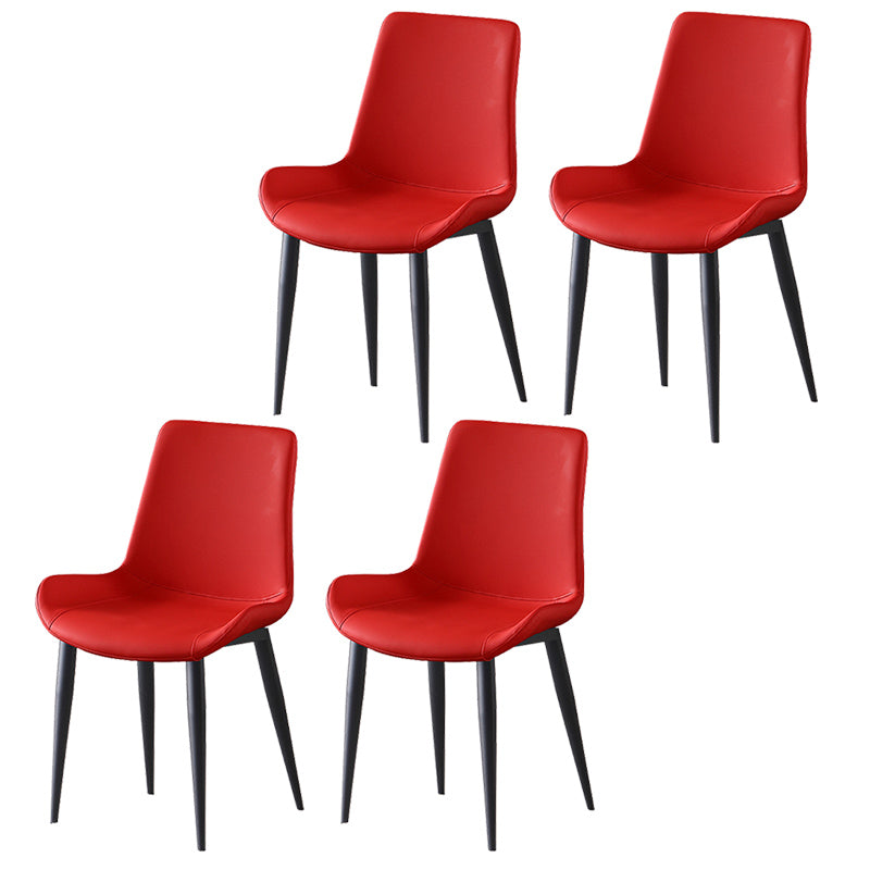 Leather Contemporary Restaurant Side Chair Parsons Matte Finish Dining Chair Red 4 Piece Set Clearhalo ' kitchen&dining_furn' 'Dining Chairs' 'Dining Tables & Seating' 'dining_chair' 'furn' 'furn_dining_chair' 'Furniture' 'furniture_dining_chair' 'Kitchen & Dining Furniture' 'kitchen' 3825992