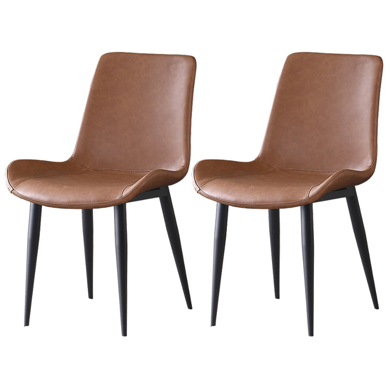 Leather Contemporary Restaurant Side Chair Parsons Matte Finish Dining Chair Brown 2 Piece Set Clearhalo ' kitchen&dining_furn' 'Dining Chairs' 'Dining Tables & Seating' 'dining_chair' 'furn' 'furn_dining_chair' 'Furniture' 'furniture_dining_chair' 'Kitchen & Dining Furniture' 'kitchen' 3825994