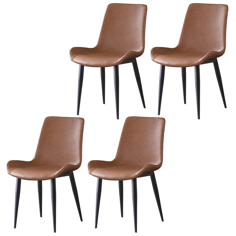 Leather Contemporary Restaurant Side Chair Parsons Matte Finish Dining Chair Brown 4 Piece Set Clearhalo ' kitchen&dining_furn' 'Dining Chairs' 'Dining Tables & Seating' 'dining_chair' 'furn' 'furn_dining_chair' 'Furniture' 'furniture_dining_chair' 'Kitchen & Dining Furniture' 'kitchen' 3825995