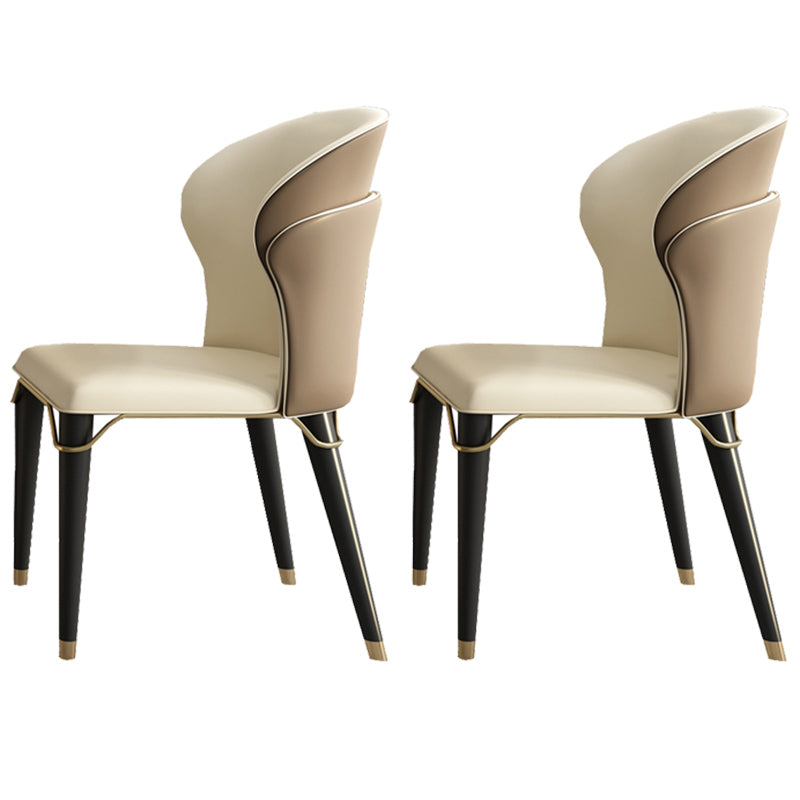 Minimalist Style Leather Dining Side Chairs Wingback Armless Chairs for Home Use Light Brown 2 Piece Set Clearhalo ' kitchen&dining_furn' 'Dining Chairs' 'Dining Tables & Seating' 'dining_chair' 'furn' 'furn_dining_chair' 'Furniture' 'furniture_dining_chair' 'Kitchen & Dining Furniture' 'kitchen' 3825998