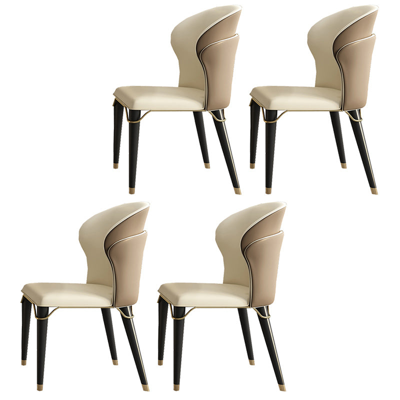 Minimalist Style Leather Dining Side Chairs Wingback Armless Chairs for Home Use Light Brown 4 Piece Set Clearhalo ' kitchen&dining_furn' 'Dining Chairs' 'Dining Tables & Seating' 'dining_chair' 'furn' 'furn_dining_chair' 'Furniture' 'furniture_dining_chair' 'Kitchen & Dining Furniture' 'kitchen' 3825999