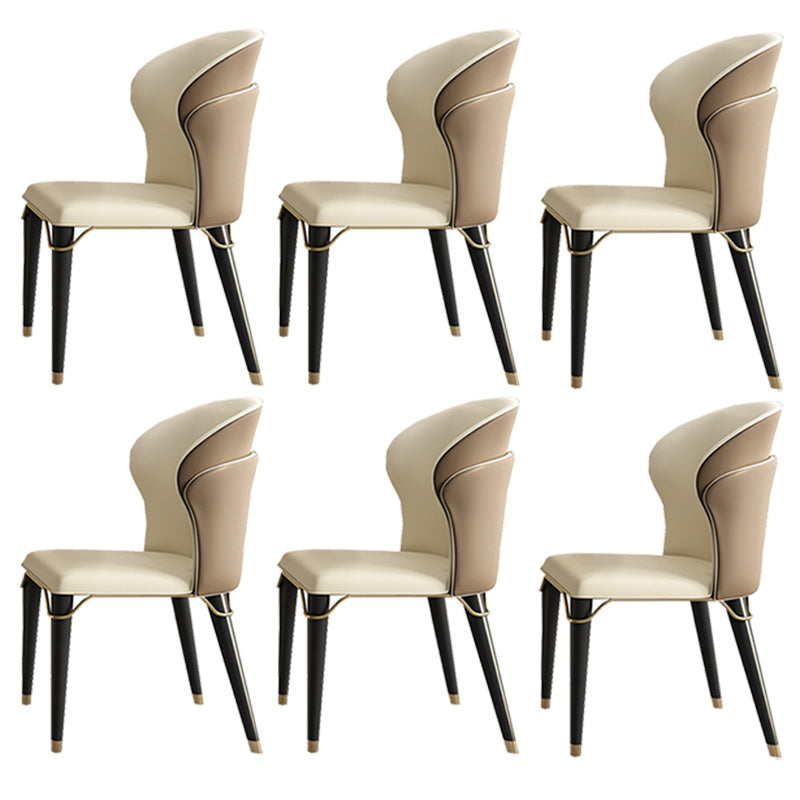 Minimalist Style Leather Dining Side Chairs Wingback Armless Chairs for Home Use Light Brown 6 Piece Set Clearhalo ' kitchen&dining_furn' 'Dining Chairs' 'Dining Tables & Seating' 'dining_chair' 'furn' 'furn_dining_chair' 'Furniture' 'furniture_dining_chair' 'Kitchen & Dining Furniture' 'kitchen' 3826002