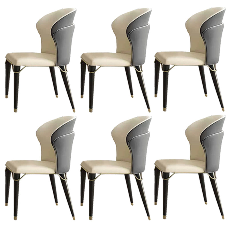 Minimalist Style Leather Dining Side Chairs Wingback Armless Chairs for Home Use Grey 6 Piece Set Clearhalo ' kitchen&dining_furn' 'Dining Chairs' 'Dining Tables & Seating' 'dining_chair' 'furn' 'furn_dining_chair' 'Furniture' 'furniture_dining_chair' 'Kitchen & Dining Furniture' 'kitchen' 3826007