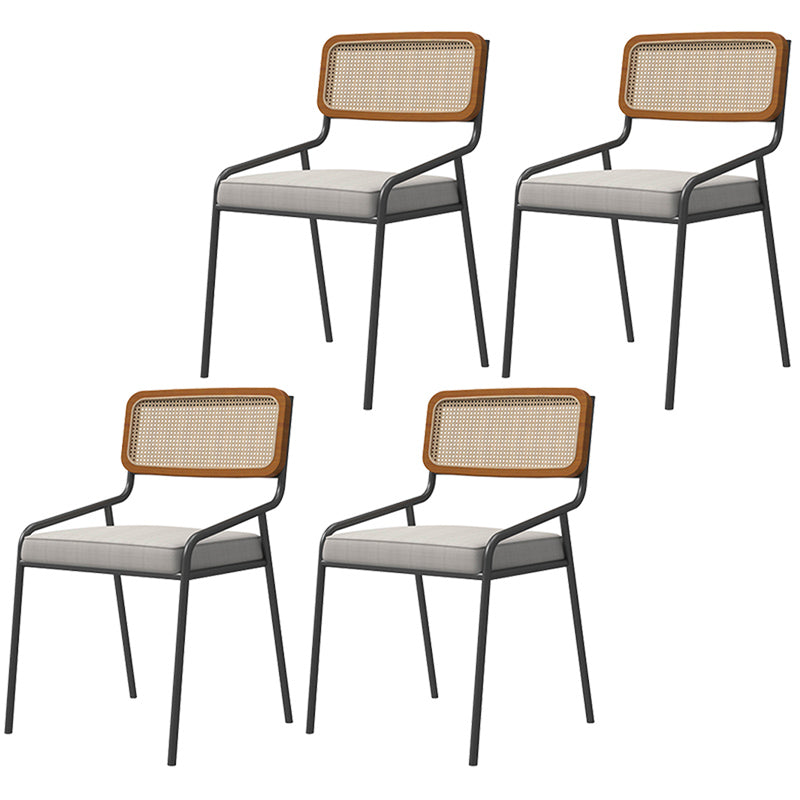 Industrial Style Linen Fabric Dining Chairs Open Back Dining Side Chairs Grey 4 Piece Set Clearhalo ' kitchen&dining_furn' 'Dining Chairs' 'Dining Tables & Seating' 'dining_chair' 'furn' 'furn_dining_chair' 'Furniture' 'furniture_dining_chair' 'Kitchen & Dining Furniture' 'kitchen' 3826021