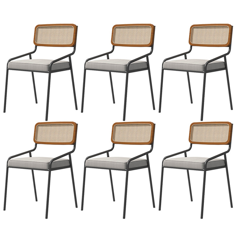 Industrial Style Linen Fabric Dining Chairs Open Back Dining Side Chairs Grey 6 Piece Set Clearhalo ' kitchen&dining_furn' 'Dining Chairs' 'Dining Tables & Seating' 'dining_chair' 'furn' 'furn_dining_chair' 'Furniture' 'furniture_dining_chair' 'Kitchen & Dining Furniture' 'kitchen' 3826022