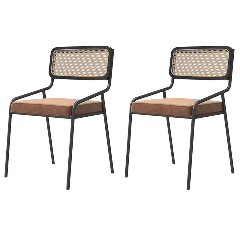 Industrial Style Linen Fabric Dining Chairs Open Back Dining Side Chairs Brown 2 Piece Set Clearhalo ' kitchen&dining_furn' 'Dining Chairs' 'Dining Tables & Seating' 'dining_chair' 'furn' 'furn_dining_chair' 'Furniture' 'furniture_dining_chair' 'Kitchen & Dining Furniture' 'kitchen' 3826025