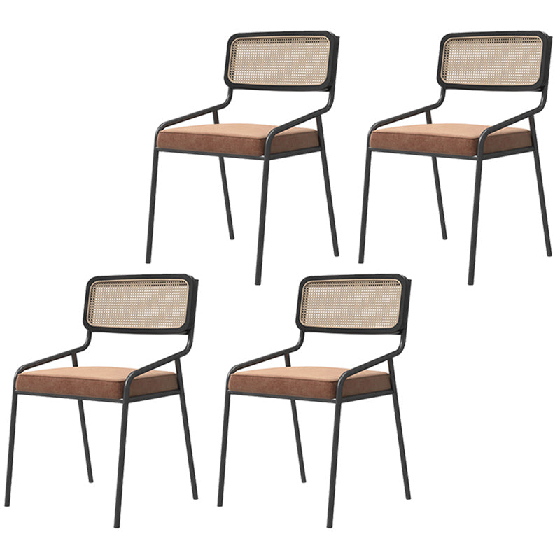 Industrial Style Linen Fabric Dining Chairs Open Back Dining Side Chairs Brown 4 Piece Set Clearhalo ' kitchen&dining_furn' 'Dining Chairs' 'Dining Tables & Seating' 'dining_chair' 'furn' 'furn_dining_chair' 'Furniture' 'furniture_dining_chair' 'Kitchen & Dining Furniture' 'kitchen' 3826026