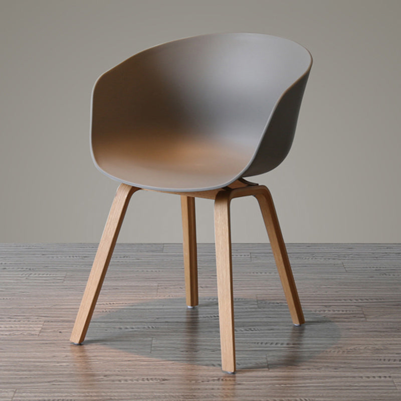 Contemporary Style Plastic Dining Room Chair Kitchen Arm Chair with Wooden Legs Clearhalo ' kitchen&dining_furn' 'Dining Chairs' 'Dining Tables & Seating' 'dining_chair' 'Furniture' 'furniture_dining_chair' 'Kitchen & Dining Furniture' 'kitchen' 3826036