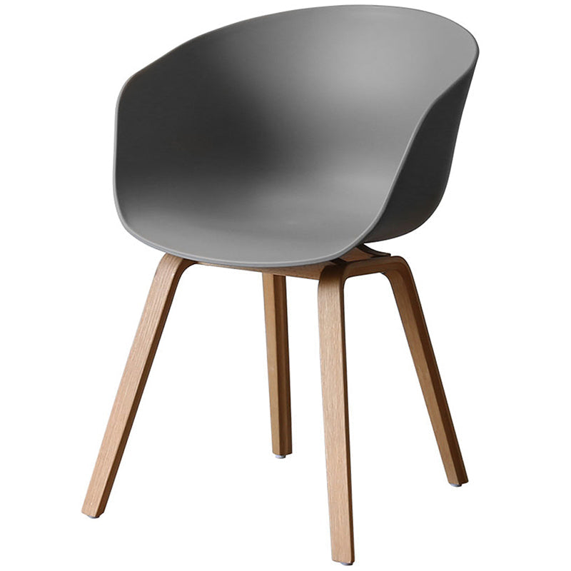 Contemporary Style Plastic Dining Room Chair Kitchen Arm Chair with Wooden Legs Grey Natural Wood 1 Piece Clearhalo ' kitchen&dining_furn' 'Dining Chairs' 'Dining Tables & Seating' 'dining_chair' 'Furniture' 'furniture_dining_chair' 'Kitchen & Dining Furniture' 'kitchen' 3826037