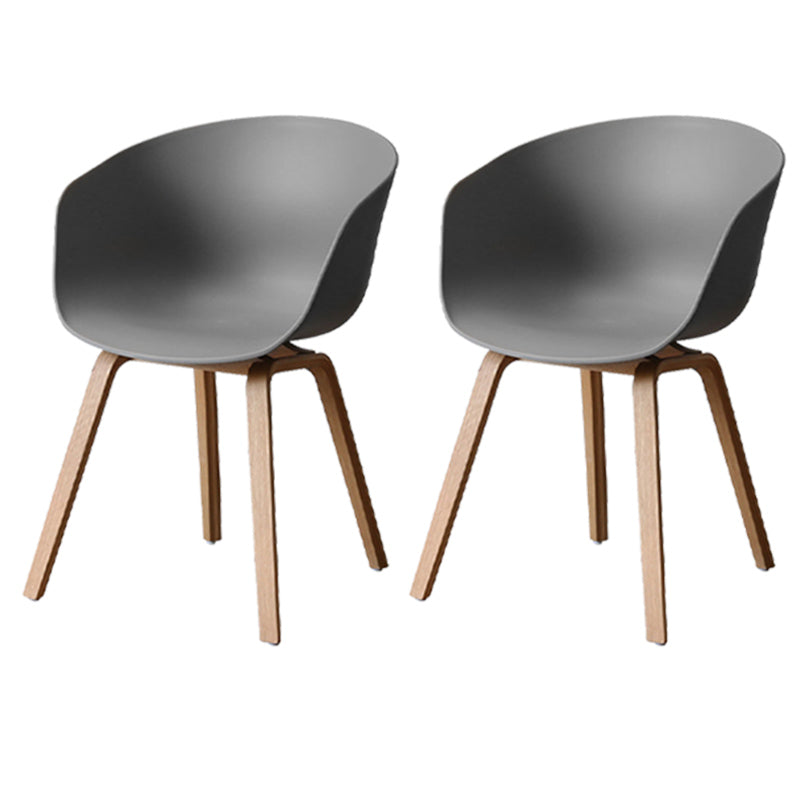 Contemporary Style Plastic Dining Room Chair Kitchen Arm Chair with Wooden Legs Grey Natural Wood Set of 2 Clearhalo ' kitchen&dining_furn' 'Dining Chairs' 'Dining Tables & Seating' 'dining_chair' 'Furniture' 'furniture_dining_chair' 'Kitchen & Dining Furniture' 'kitchen' 3826038