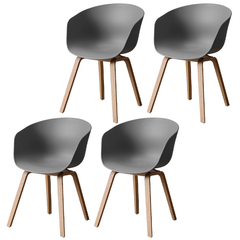 Contemporary Style Plastic Dining Room Chair Kitchen Arm Chair with Wooden Legs Grey Natural Wood Set of 4 Clearhalo ' kitchen&dining_furn' 'Dining Chairs' 'Dining Tables & Seating' 'dining_chair' 'Furniture' 'furniture_dining_chair' 'Kitchen & Dining Furniture' 'kitchen' 3826041