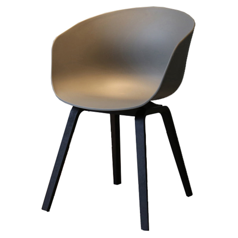Contemporary Style Plastic Dining Room Chair Kitchen Arm Chair with Wooden Legs Grey Black 1 Piece Clearhalo ' kitchen&dining_furn' 'Dining Chairs' 'Dining Tables & Seating' 'dining_chair' 'Furniture' 'furniture_dining_chair' 'Kitchen & Dining Furniture' 'kitchen' 3826042
