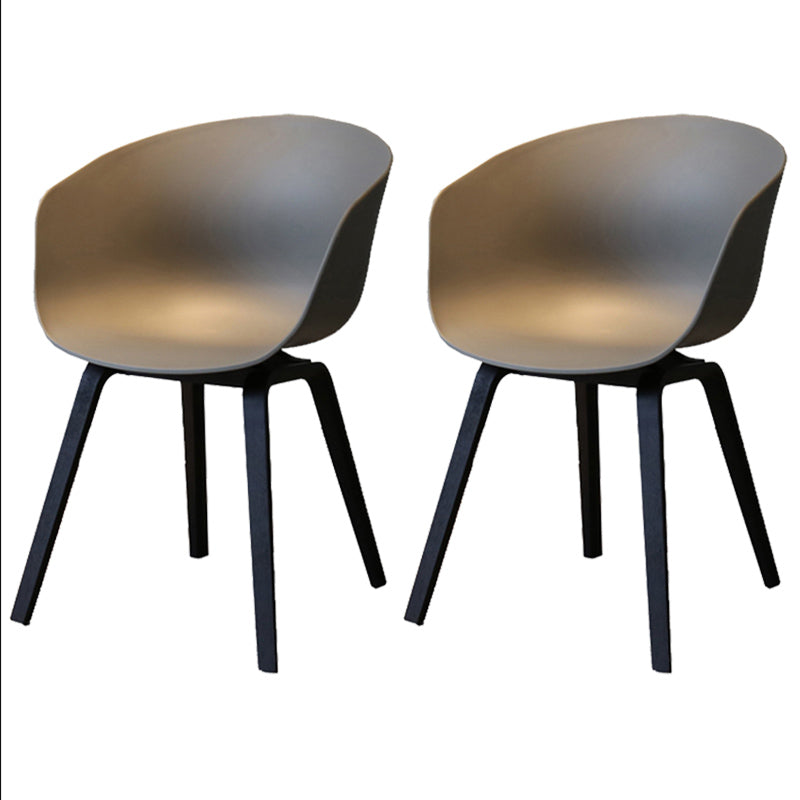 Contemporary Style Plastic Dining Room Chair Kitchen Arm Chair with Wooden Legs Grey Black Set of 2 Clearhalo ' kitchen&dining_furn' 'Dining Chairs' 'Dining Tables & Seating' 'dining_chair' 'Furniture' 'furniture_dining_chair' 'Kitchen & Dining Furniture' 'kitchen' 3826045