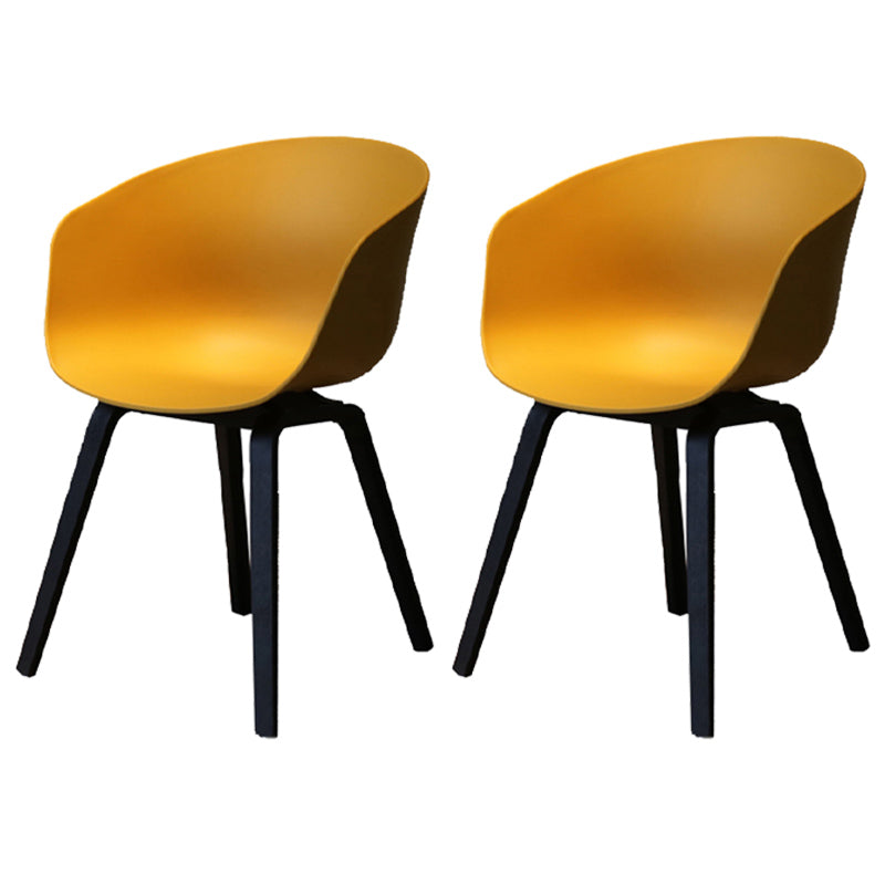 Contemporary Style Plastic Dining Room Chair Kitchen Arm Chair with Wooden Legs Yellow Black Set of 2 Clearhalo ' kitchen&dining_furn' 'Dining Chairs' 'Dining Tables & Seating' 'dining_chair' 'Furniture' 'furniture_dining_chair' 'Kitchen & Dining Furniture' 'kitchen' 3826050