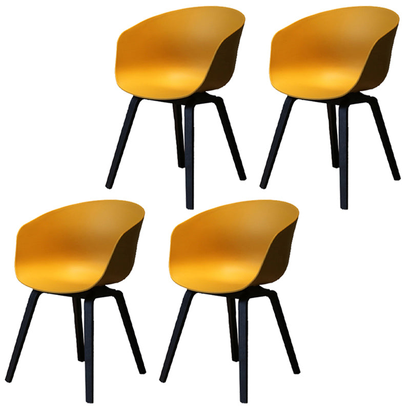 Contemporary Style Plastic Dining Room Chair Kitchen Arm Chair with Wooden Legs Yellow Black Set of 4 Clearhalo ' kitchen&dining_furn' 'Dining Chairs' 'Dining Tables & Seating' 'dining_chair' 'Furniture' 'furniture_dining_chair' 'Kitchen & Dining Furniture' 'kitchen' 3826052