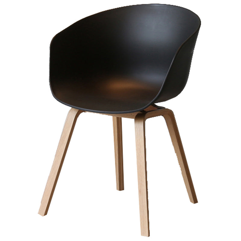 Contemporary Style Plastic Dining Room Chair Kitchen Arm Chair with Wooden Legs Black Natural Wood 1 Piece Clearhalo ' kitchen&dining_furn' 'Dining Chairs' 'Dining Tables & Seating' 'dining_chair' 'Furniture' 'furniture_dining_chair' 'Kitchen & Dining Furniture' 'kitchen' 3826055